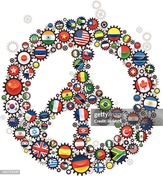 peace sign with flags - symbols of peace stock illustrations