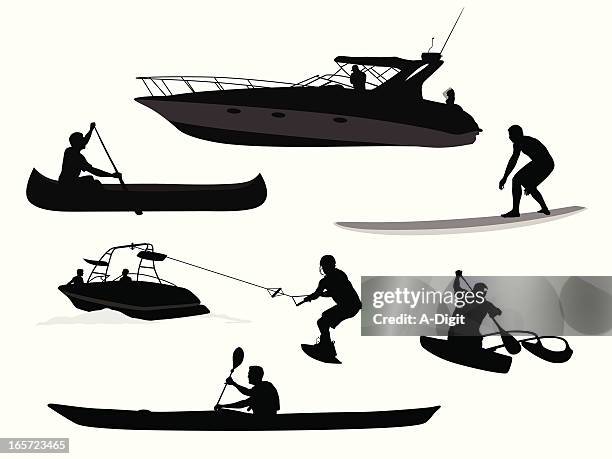 paddles'n waves vector silhouette - water skiing stock illustrations