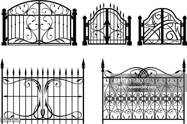 iron gate & zaun - eingang stock-grafiken, -clipart, -cartoons und -symbole