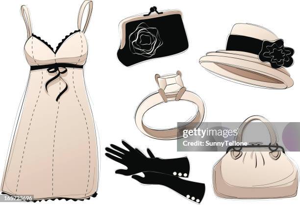 bildbanksillustrationer, clip art samt tecknat material och ikoner med vintage accessories - formal glove