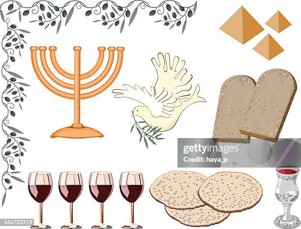 stockillustraties, clipart, cartoons en iconen met symbols of passover - matse