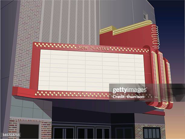 theater marquee - theatre banner commercial sign stock illustrations