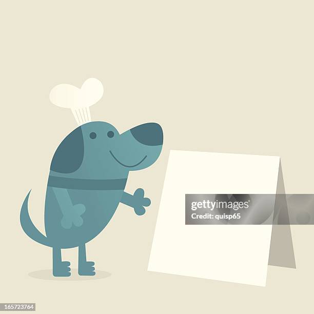 dog with a menu board - sandwich board stock illustrations