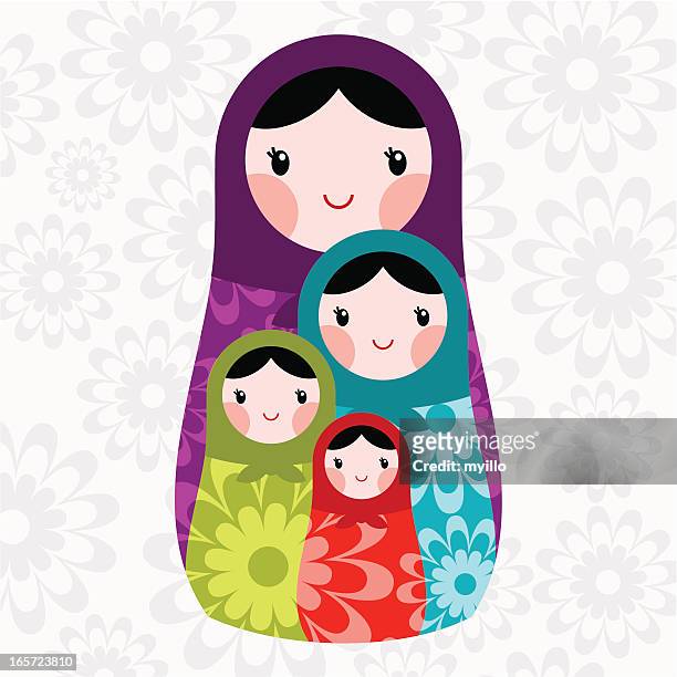 illustrations, cliparts, dessins animés et icônes de la fête des mères - poupées russes