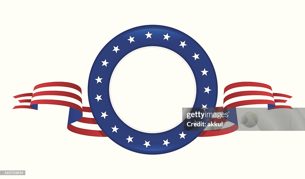 Patriotic emblem with stars and stripes