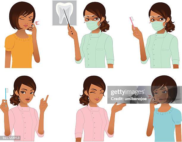 dentist and patient. - toothache cartoon stock illustrations