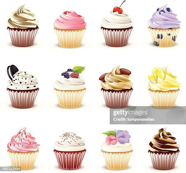 gourmet cupcakes - red velvet ice cream stock illustrations