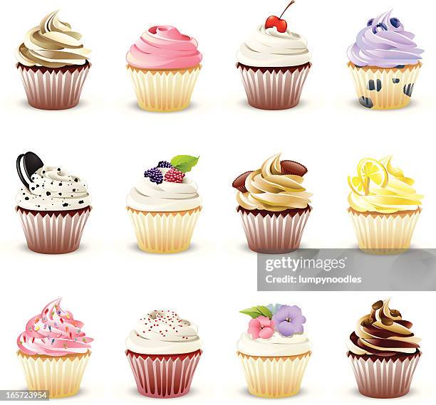 gourmet cupcakes - vanilla stock illustrations