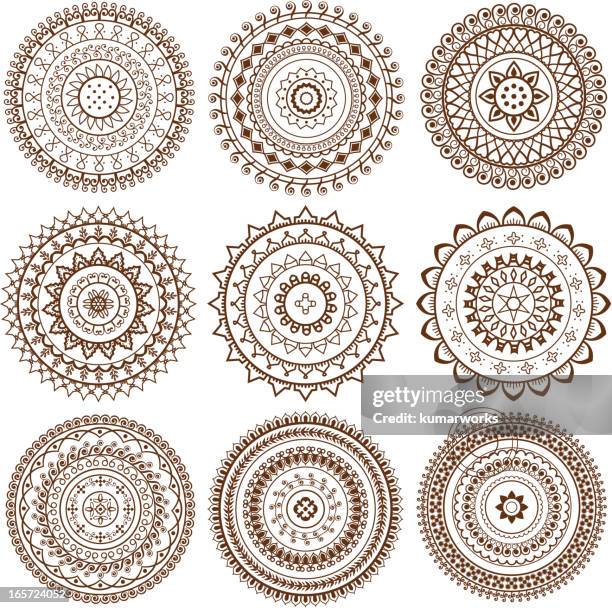 mandala design - henna tattoo stock illustrations