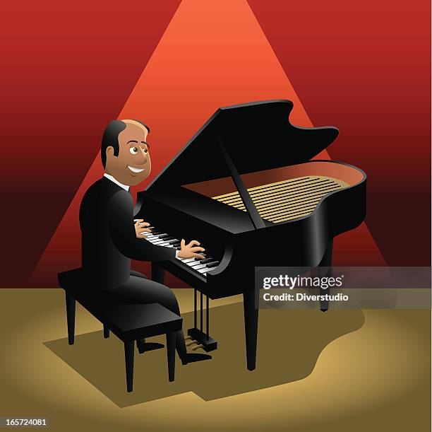 stockillustraties, clipart, cartoons en iconen met piano player - pianist