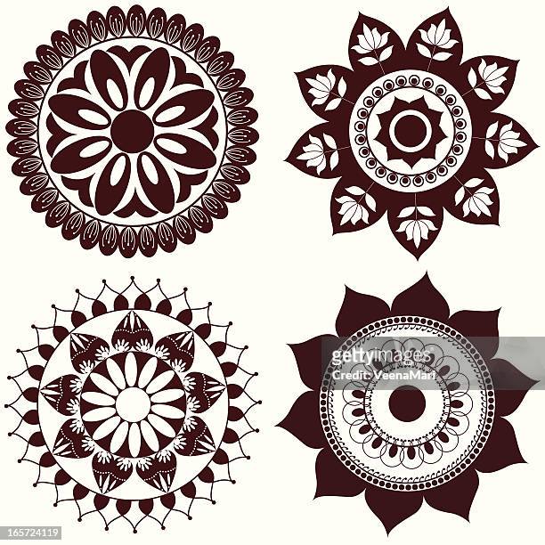 mehandi circle design - rangoli stock-grafiken, -clipart, -cartoons und -symbole