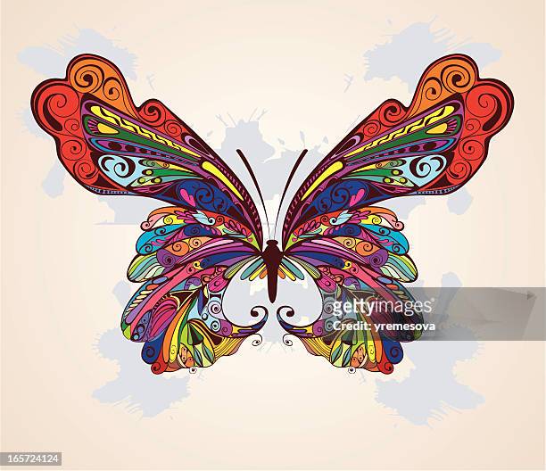 ilustraciones, imágenes clip art, dibujos animados e iconos de stock de fondo con mariposa - simetria