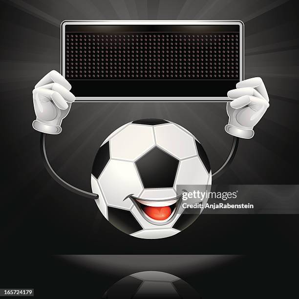 ilustrações, clipart, desenhos animados e ícones de bola de futebol com personagem segurando uma tela de led/preto - funny football cartoons