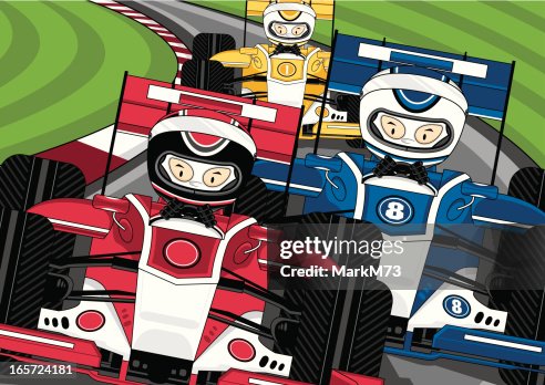 Three Cars Racing Visual Graph Three Openwheel Singleseater Racing Car Racing Cars On Track High-Res ...