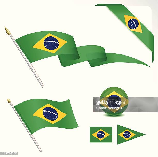 brazilian flag set - brazil flag stock illustrations