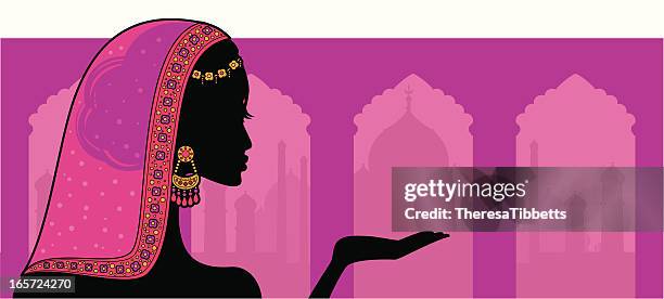 indian schönheit - indischer subkontinent stock-grafiken, -clipart, -cartoons und -symbole