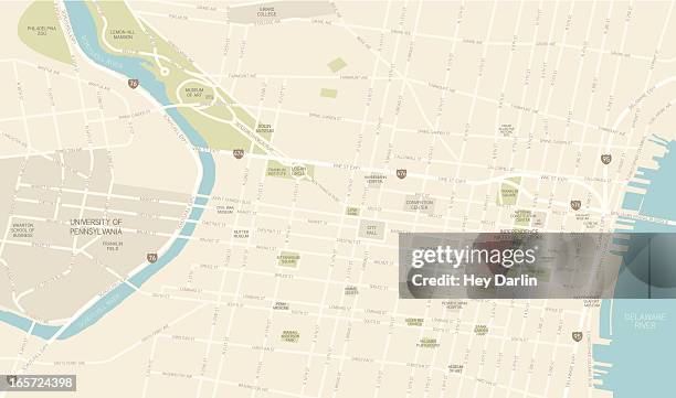 illustrazioni stock, clip art, cartoni animati e icone di tendenza di philadelphia downtown mappa - street map
