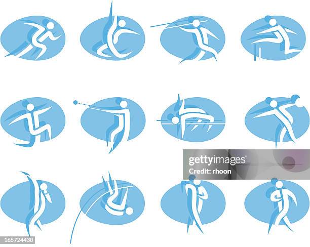 icon set athletics - power walking stock illustrations