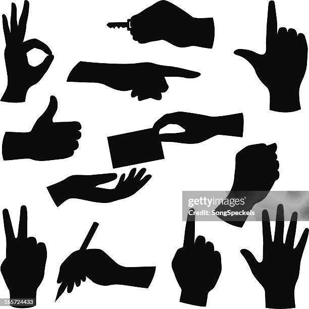 hands silhouette collection - hitchhiking stock illustrations