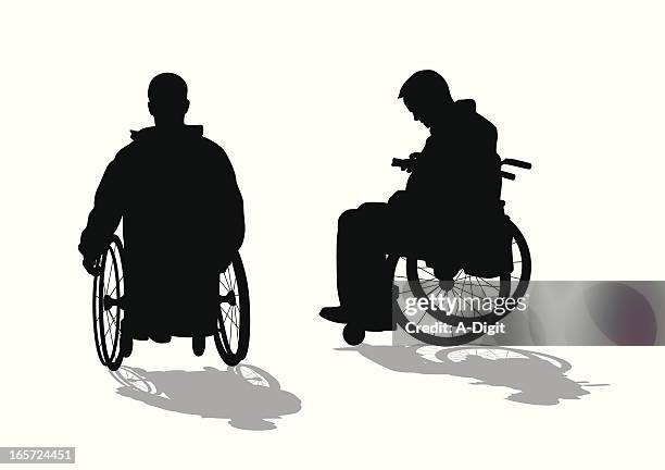 stockillustraties, clipart, cartoons en iconen met wheelchair thoughts vector silhouette - paralysis