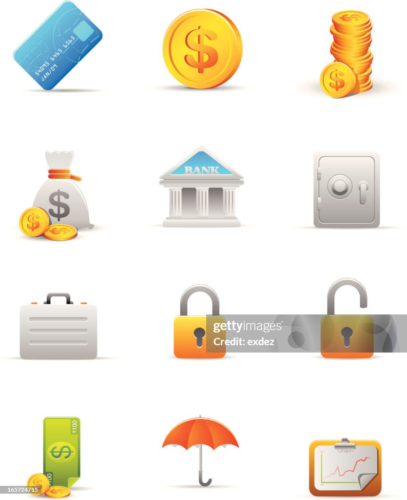 Conjunto de ícones financeiros
