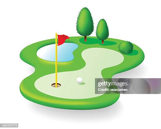 golf course icon isolated on white background - green golf course 幅插畫檔、美工圖案、卡通及圖標