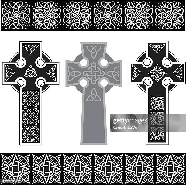 stockillustraties, clipart, cartoons en iconen met celtic crosses - celtic symbols