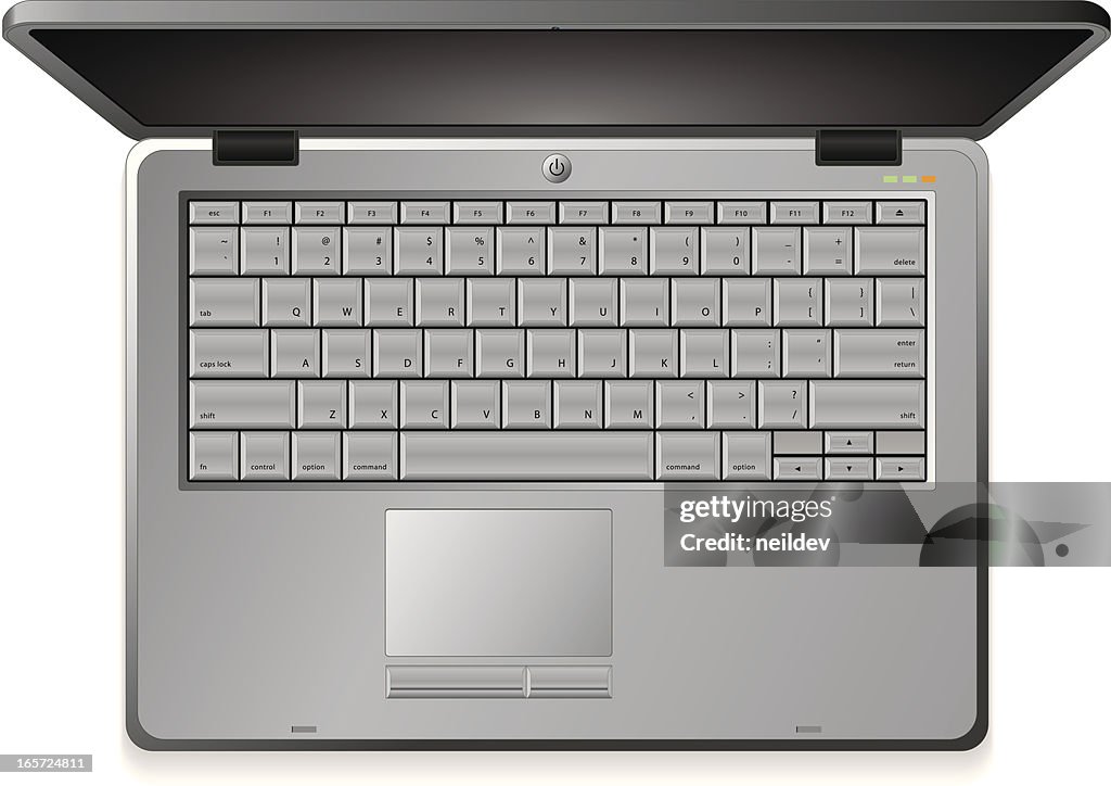 Laptop, Open, Viewed From Above