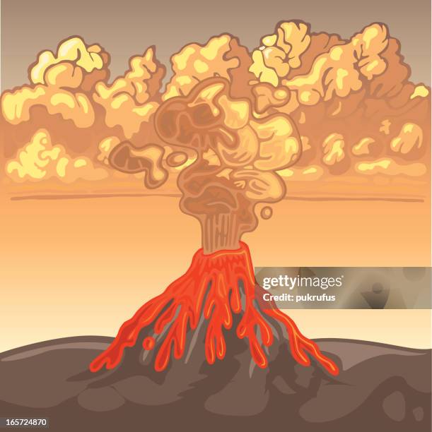 volcano - volcanic landscape stock illustrations