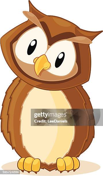 owl cartoon - wise owl stock illustrations