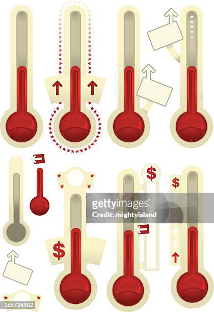 fundraising thermometer - fundraiser thermometer stock illustrations