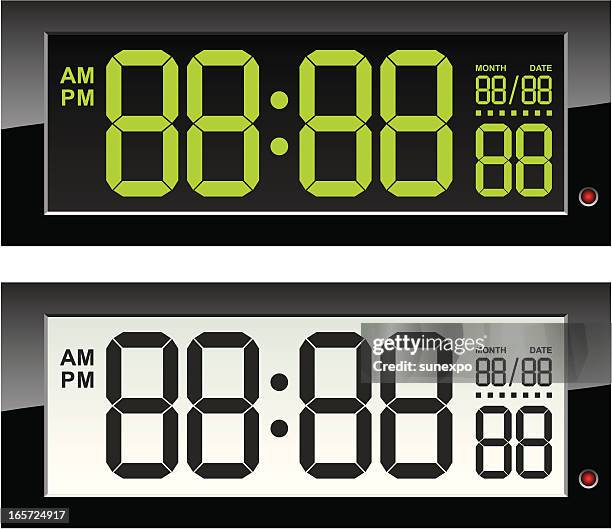 digital (electronic) clock - liquid crystal display stock illustrations