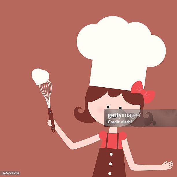 cute girl whisk heart shape cream - kid chef stock illustrations