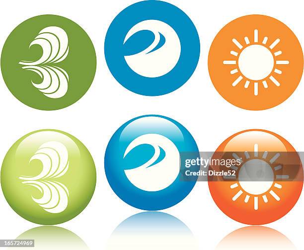 renewable resources icons - offshore wind power stock illustrations