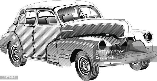 close-up of an abandoned car - rusty car stock illustrations