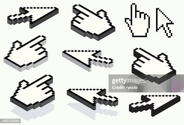 vector hand and arrow cursor - 3d hand stock illustrations