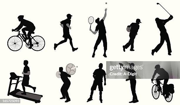 different sports vector silhouette - cycling glove stock illustrations