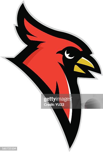 cardinal head mascot - cardinal bird stock illustrations