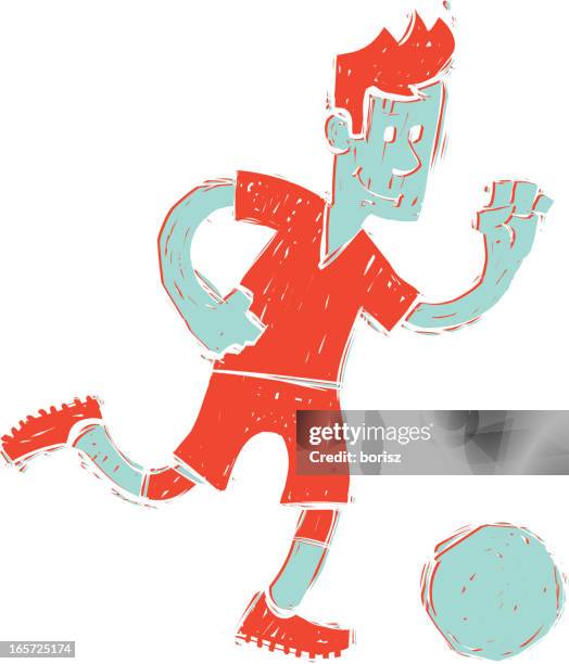 soccer player - kicking-soccer-ball-clip-art stock illustrations