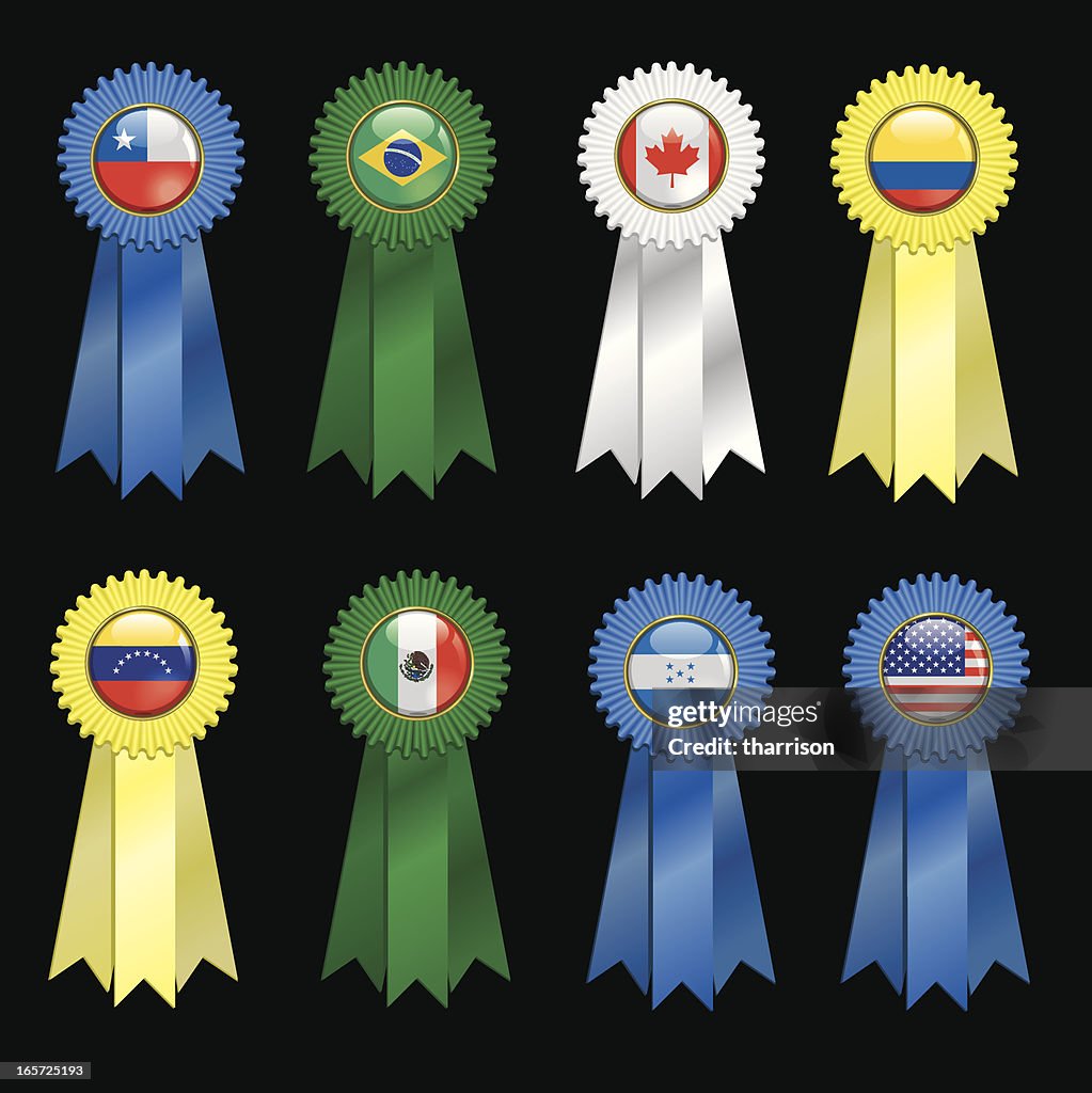 Different Flags Ribbon World Flag Award Ribbons Americas High-Res Vector Graphic - Getty Images
