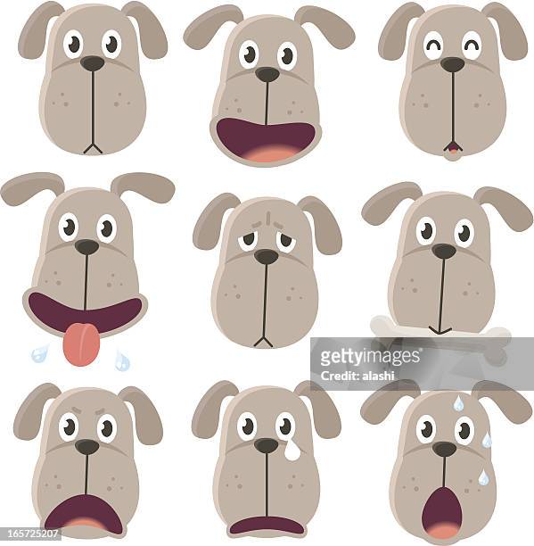 icon ( emoticons ) - dog in various moods - word of mouth stock illustrations