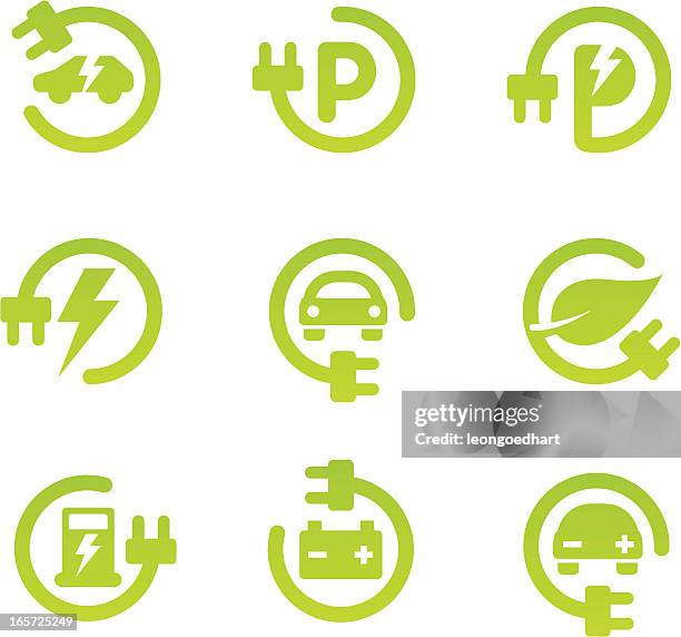illustrations, cliparts, dessins animés et icônes de ensemble d'icônes de transport en voiture électrique - voiture electrique