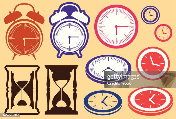 clock and hourglass design elements - thrift store stock illustrations