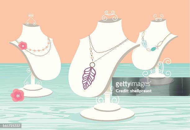 jewelry display necklace stands - retail display stock illustrations