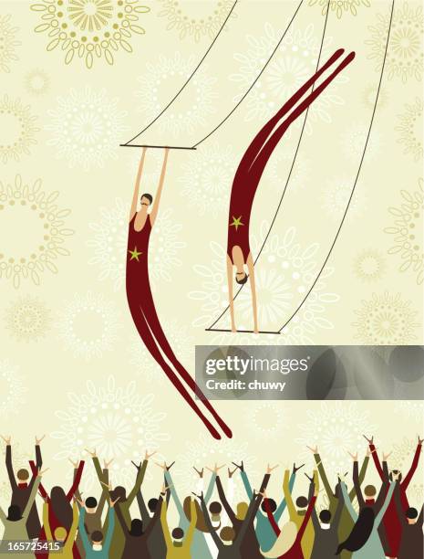 ilustrações de stock, clip art, desenhos animados e ícones de trapeze artistas - trapezista acrobata