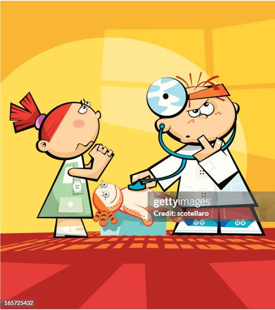 playing doctor - doctors visit stock illustrations