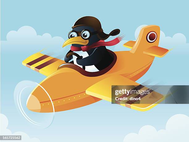 flying penguin - small plane stock illustrations