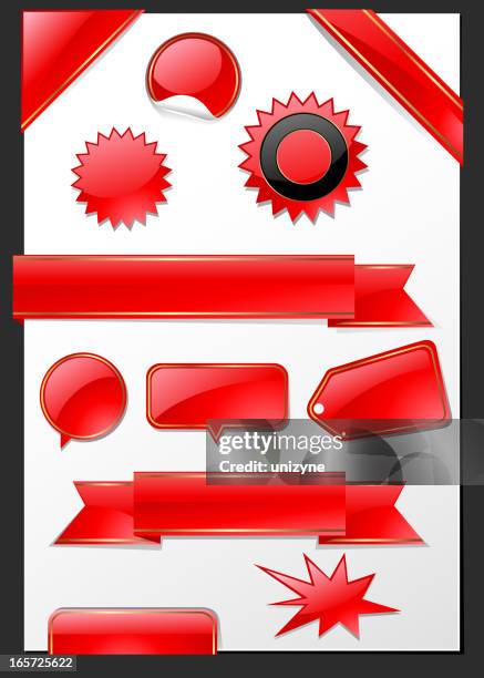 red glossy shiny web elements - red tape stock illustrations