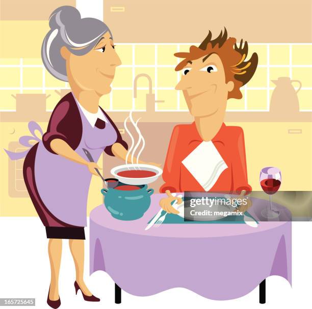 dinner. - overprotective mom stock illustrations