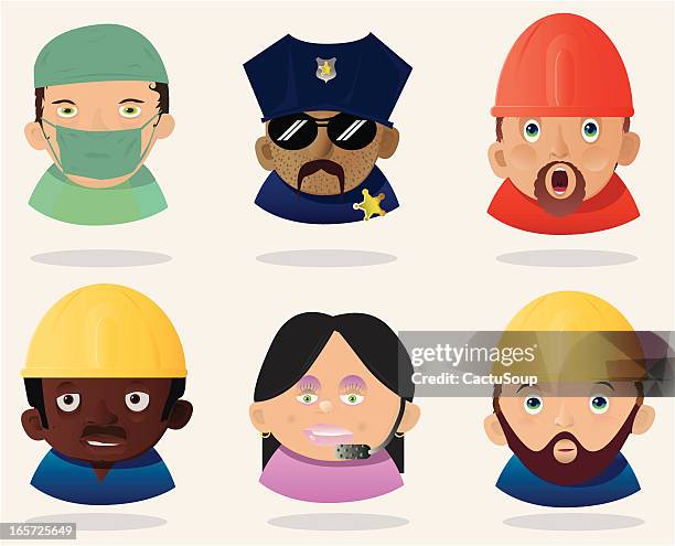 people faces 3 - eccentric stock illustrations